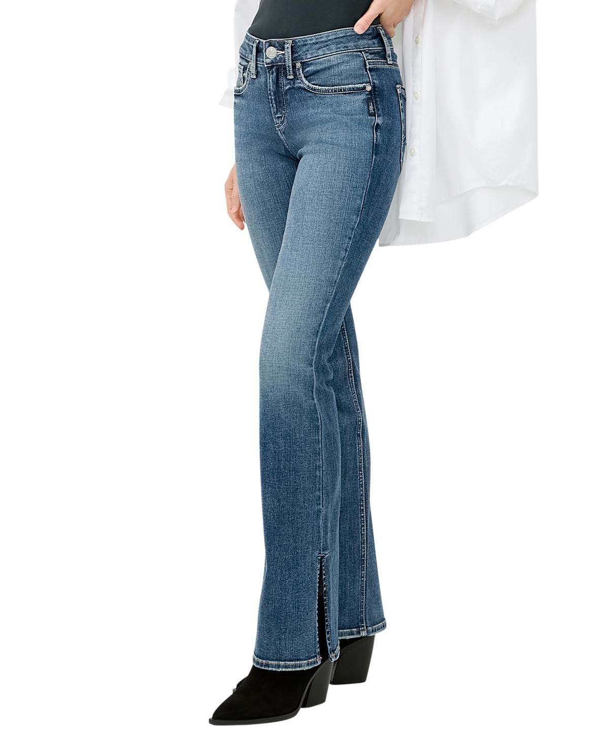 Silver Jeans Co. Suki Curvy Mid Rise Slim Bootcut Jeans In Blue