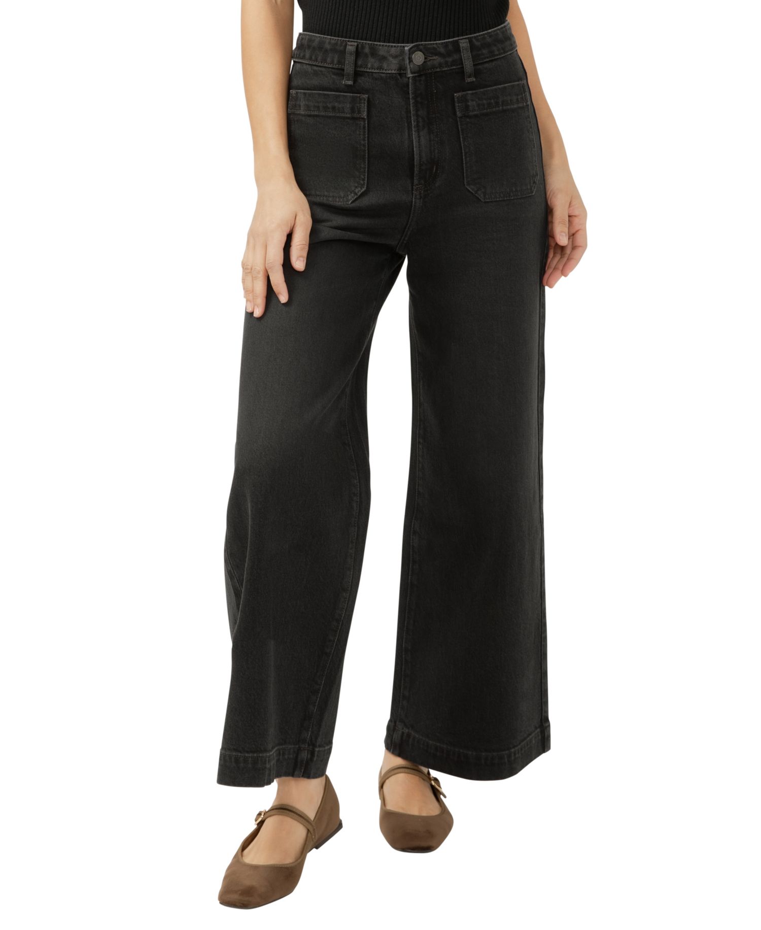 Women's High Rise Vintage Ankle Wide Leg Jeans