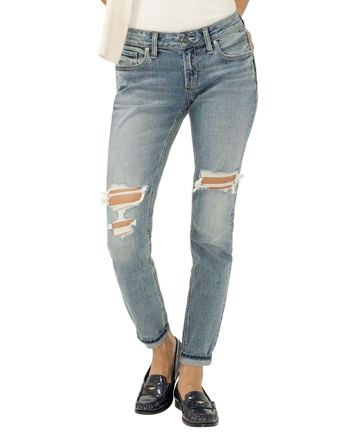 Silver Jeans Co. Women's Girlfriend Mid Rise Skinny Leg Jeans view 1 — MAYCSS fashion products