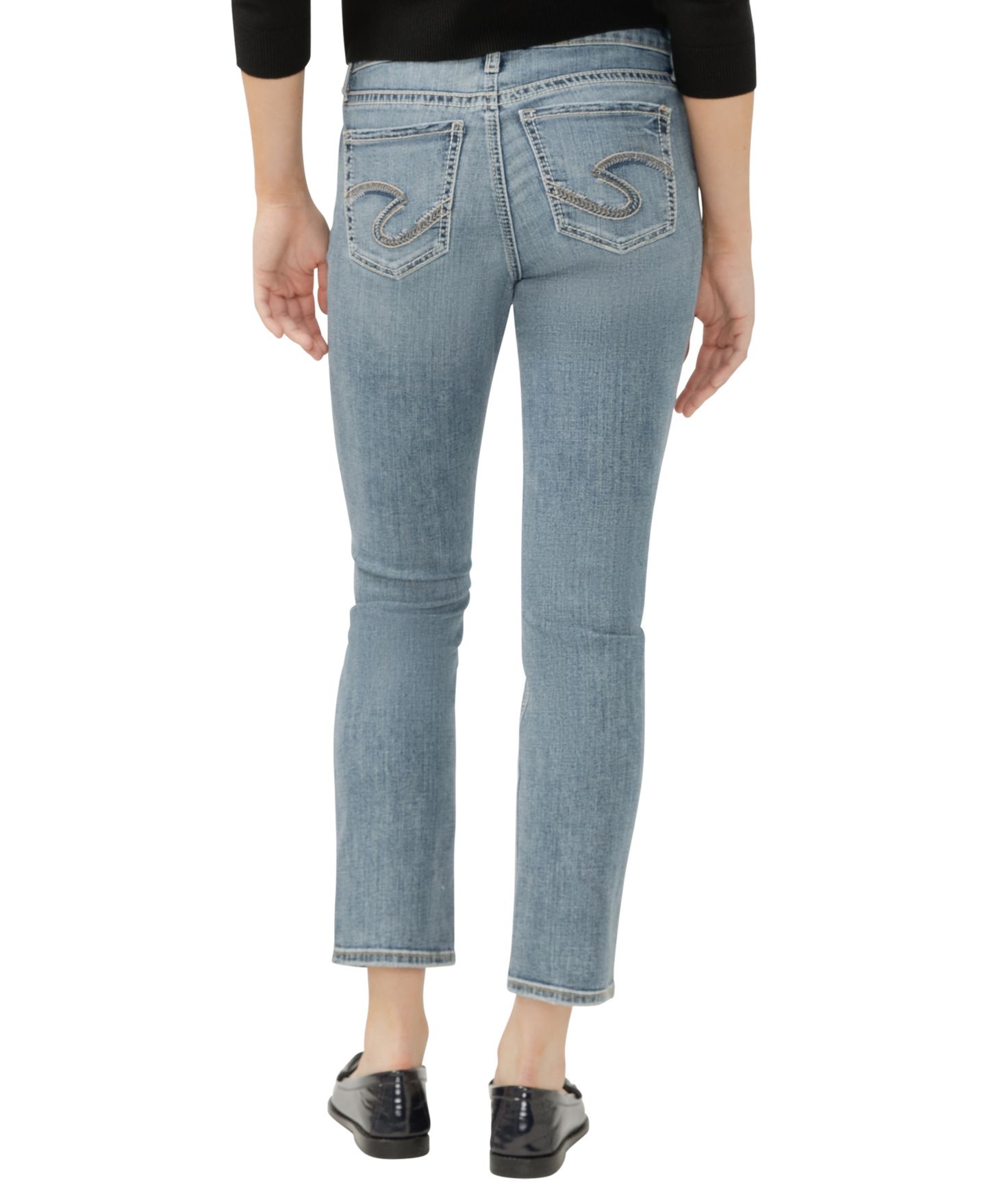 Женские джинсы Silver Jeans Co. Elyse Mid Rise Comfort Fit Straight Leg, цвет: Melville — фото 3