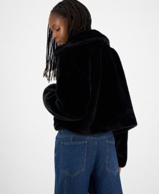 Juniors' Faux-Fur Cropped Jacket