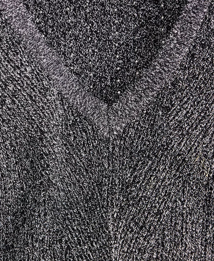Women's Metallic-Knit V-Neck Sweater - thumbnail 6