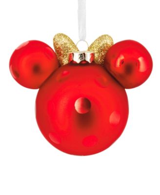 Disney Minnie Mouse Ears Icon Glass Christmas Tree Ornament