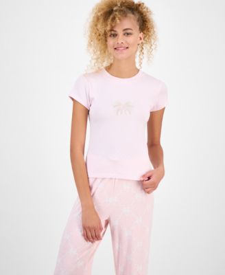 Juniors' Pointelle Short-Sleeve Top