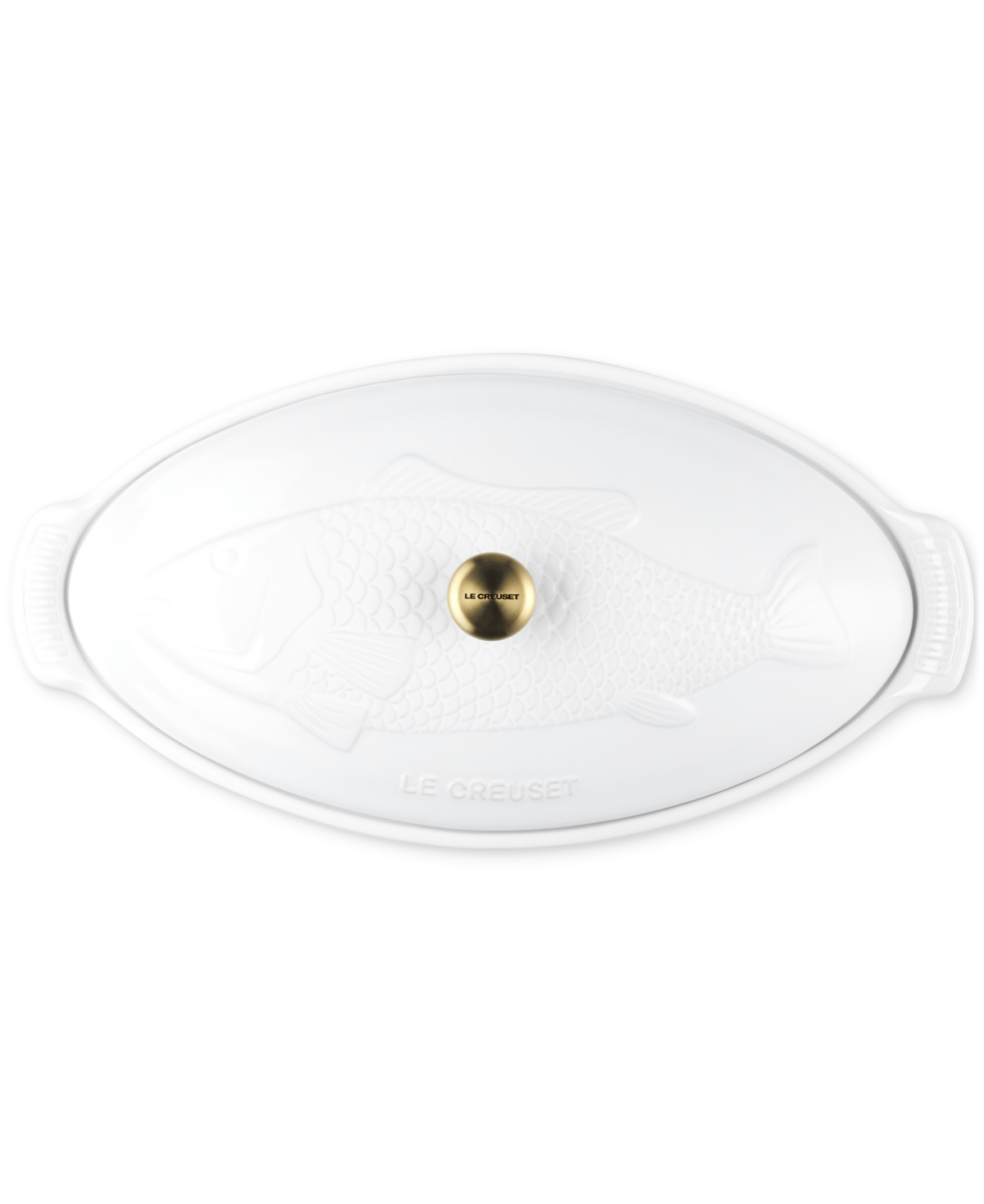 Le Creuset Stoneware Heritage 1.7 Qt. Fish Baker With Cover In White