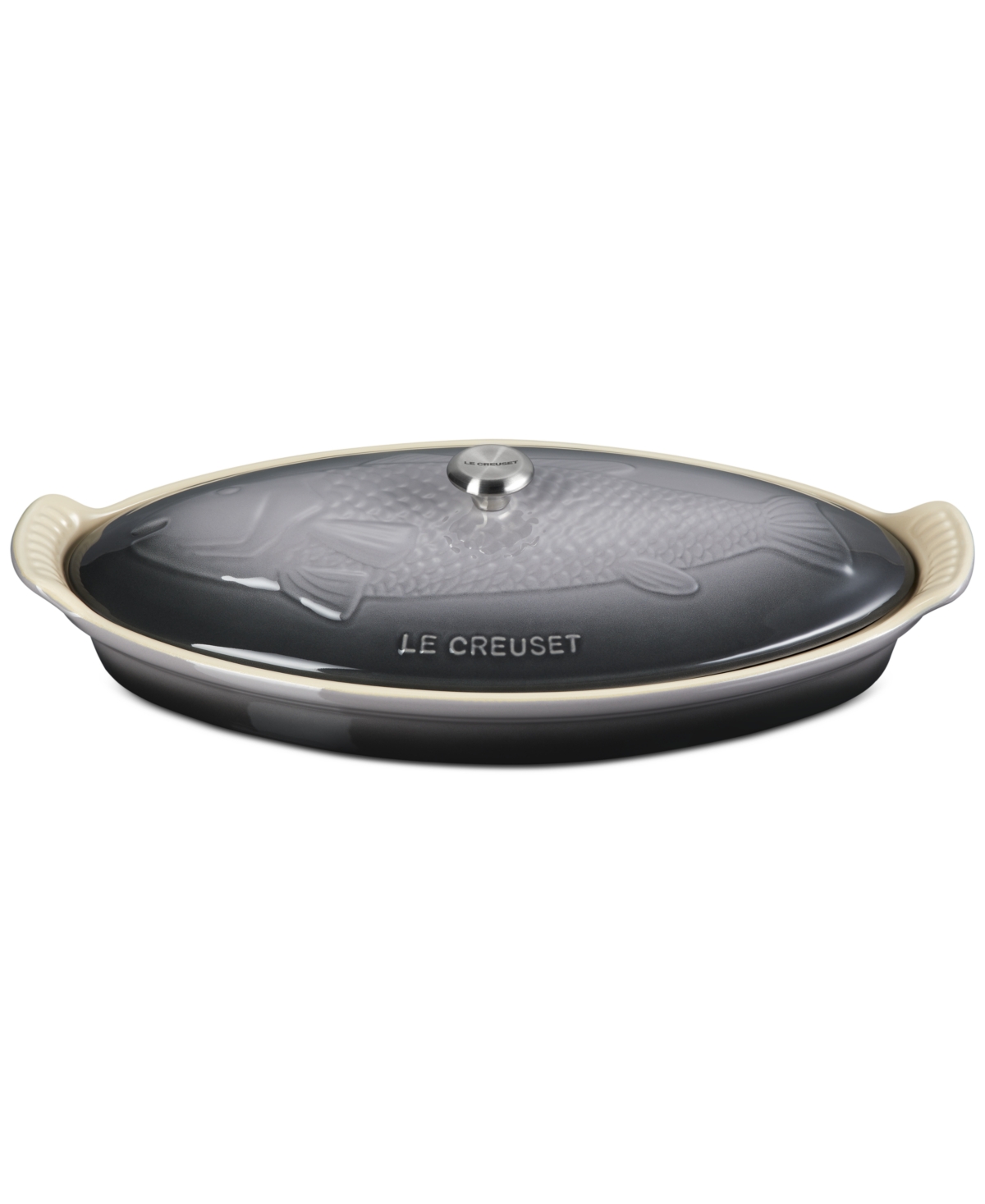 Le Creuset Stoneware Heritage 1.7 Qt. Fish Baker With Cover In Gray