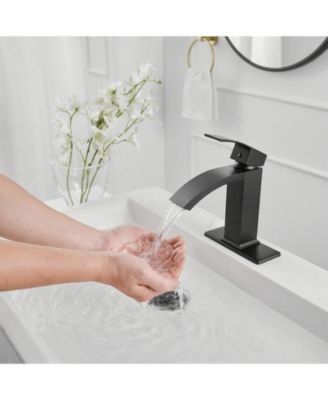 Waterfall Single Hole Single-Handle Low-Arc Bathroom Sink Faucet With Pop-up Drain Assembly In Brushed Nickel