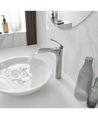 Single Hole Single Handle Bathroom Vessel Sink Faucet With Pop Up Drain Without Overflow in Matte Black Chrome