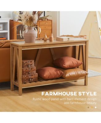 Farmhouse Console Table with Storage, Rustic Sofa Table,