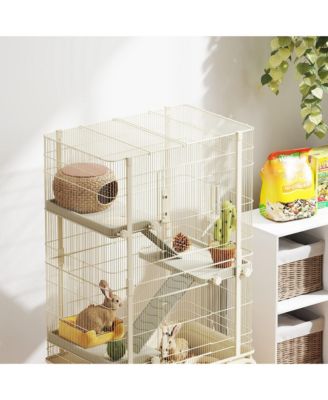 47" Small Animal Cage, 4 Levels Large Rolling Metal Ferret Cage