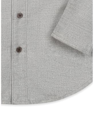 Little and Big Boys' Organic Long Sleeve Flannel Button Down Shirt with Elbow Patches