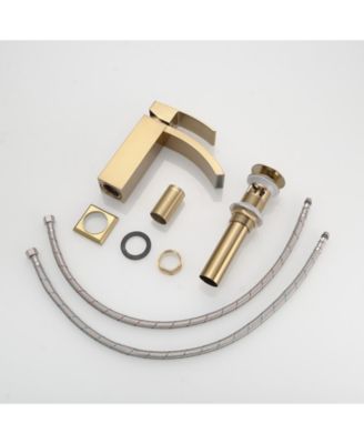 Waterfall Single Hole Single-Handle Low-Arc Bathroom Sink Faucet With Pop-up Drain Assembly In Brushed Nickel