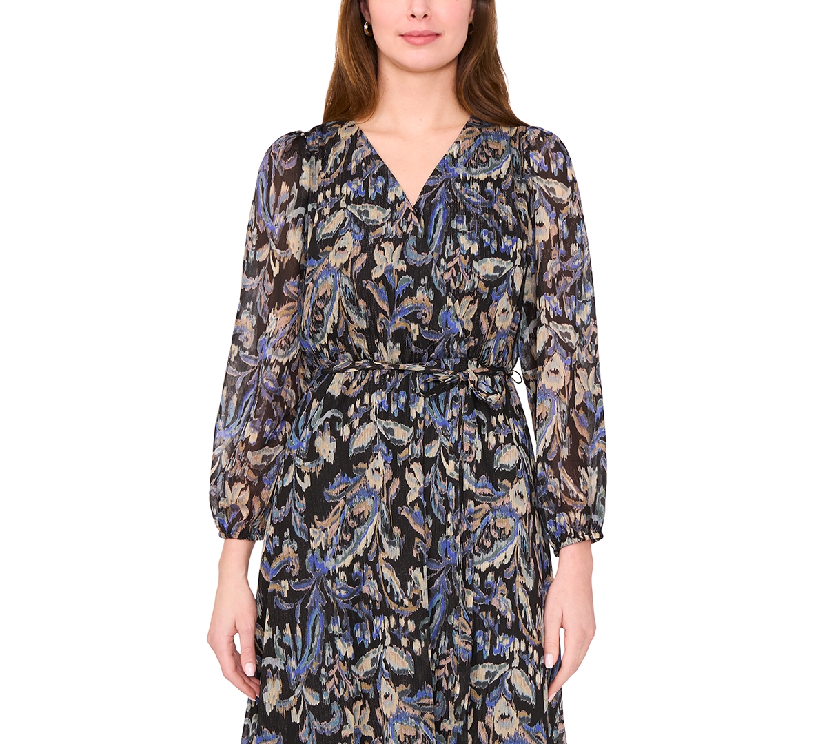 Msk Women's Long Sleeve Surplice Maxi Dress In Blue