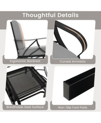 2PCS Patio Glider Chair Single Outdoor Rocking Chair with Seat and Back Cushions