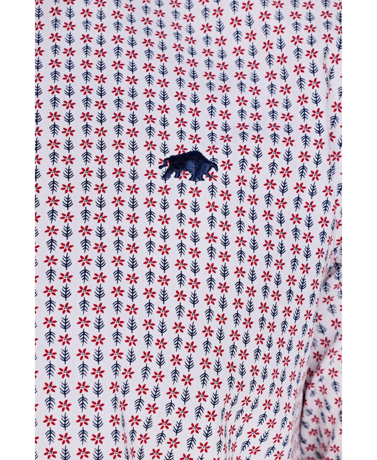 Men's Short Sleeve Flower Cotton Poplin Shirt