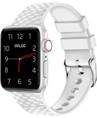 Waloo Carbon Fiber Silicone Replacement Band for Apple Watch - White 25$