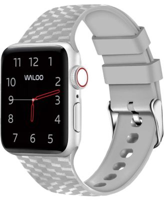 Waloo Carbon Fiber Silicone Replacement Band for Apple Watch - Gray 25$