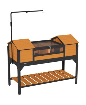 Wooden Tortoise Habitat W/ Adjustable Lamp Holder 2 Houses,