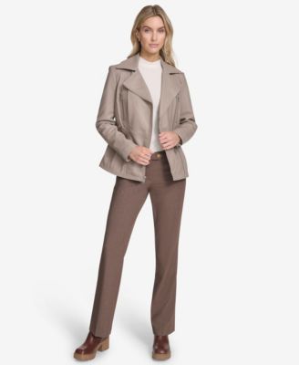 Women's Violet Belted Moto Leather Jacket