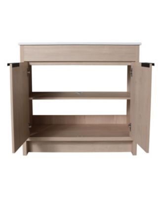 36 Inch Freestanding Vanity with Ceramic Sink and Soft-Close Cabinet Doors