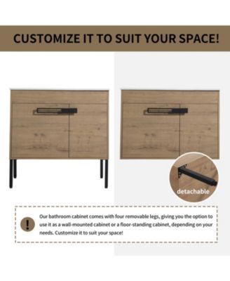 36 Inch Bathroom Vanity with Optional Floating or Freestanding Design and Sink