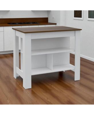 Modern Kitchen Island with Storage Shelves and Drawer for Meal Prep and Organization
