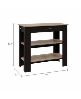 Wooden Kitchen Island Table with Drawer and 2 Storage Shelves for Meal Prep