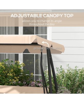 3-Seat Outdoor Patio Swing Chair with Adjustable Canopy,