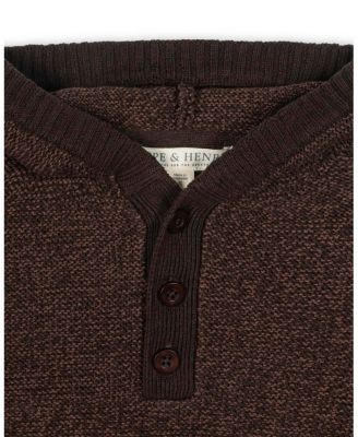 Little and Big Boys' Organic Long Sleeve Hooded Henley Sweater