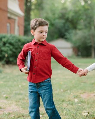 Little and Big Boys' Organic Long Sleeve Flannel Button Down Shirt