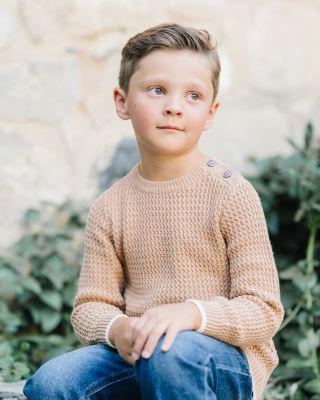 Little and Big Boys' Organic Long Sleeve Crewneck Sweater with Buttons
