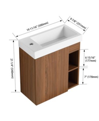 20" Floating Bathroom Vanity with Resin Sink and Soft-Close Door