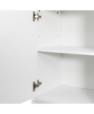 Laundry Cabinet with Doors, Tilt-Out Hamper, Open and Adjustable Shelves