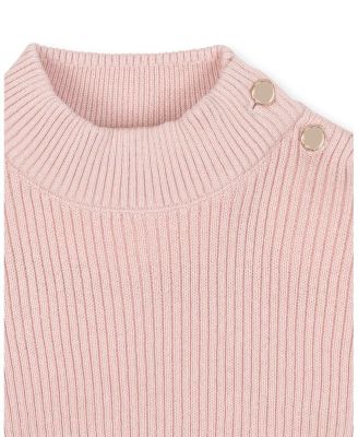 Little and Big Girls' Organic Long Sleeve Mock Neck Sweater with Gold Buttons