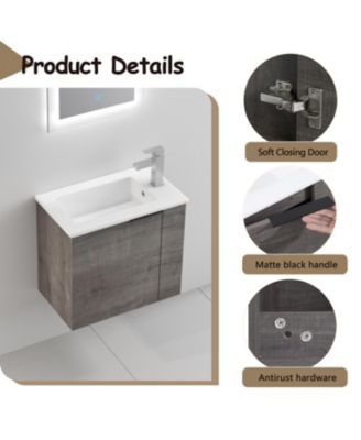 22 Inch Floating Vanity with Sink and Soft-Close Door for Compact Bathrooms