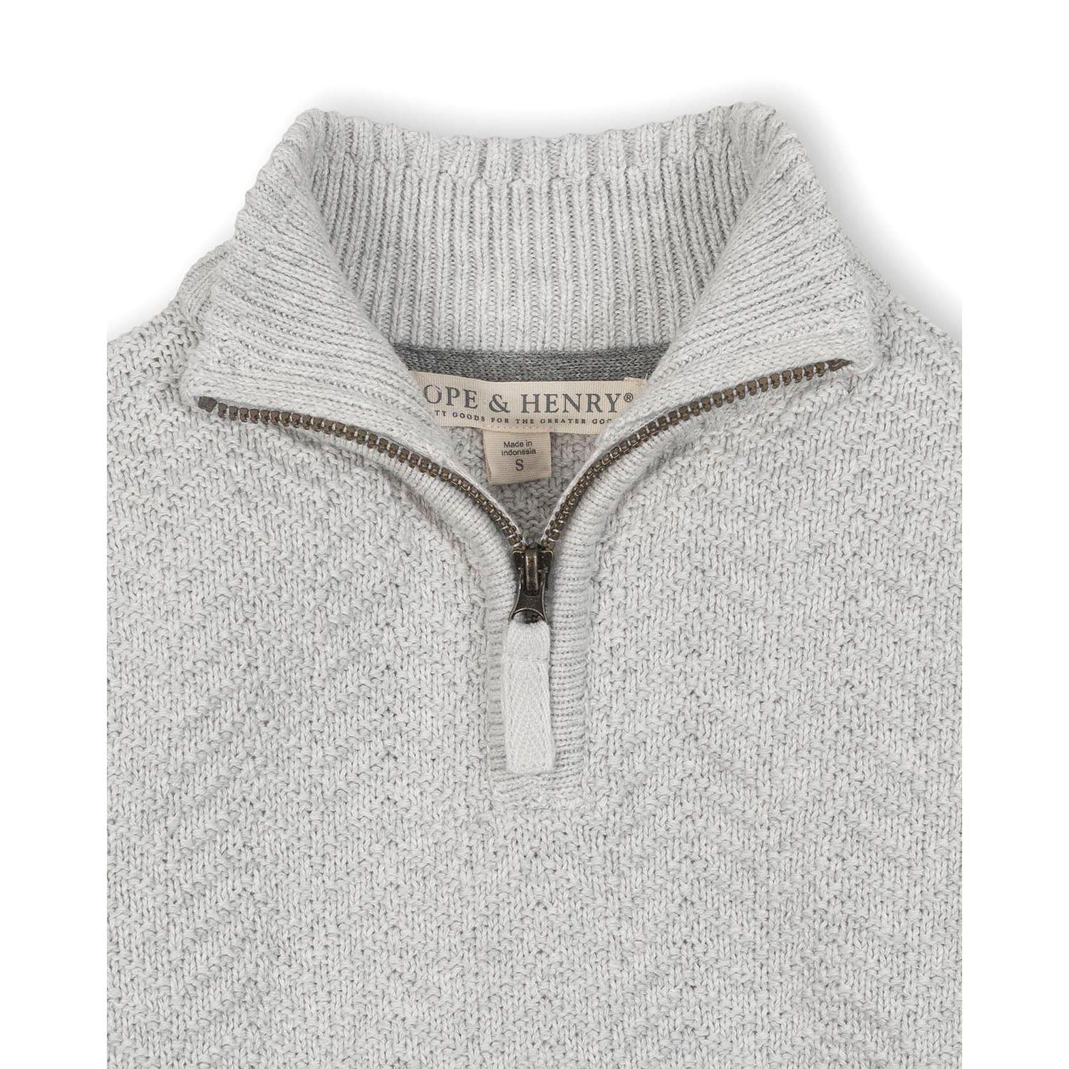 Hope and Henry Little and Big Boys' Organic Long Sleeve Half Zip Cable Pullover Sweater