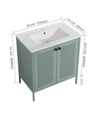 30" Freestanding Bathroom Vanity with Ceramic Sink and Storage Cabinet