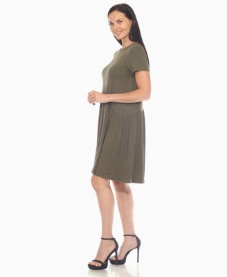 Women's Asymmetrical Waist and Short Sleeve Swing Dress