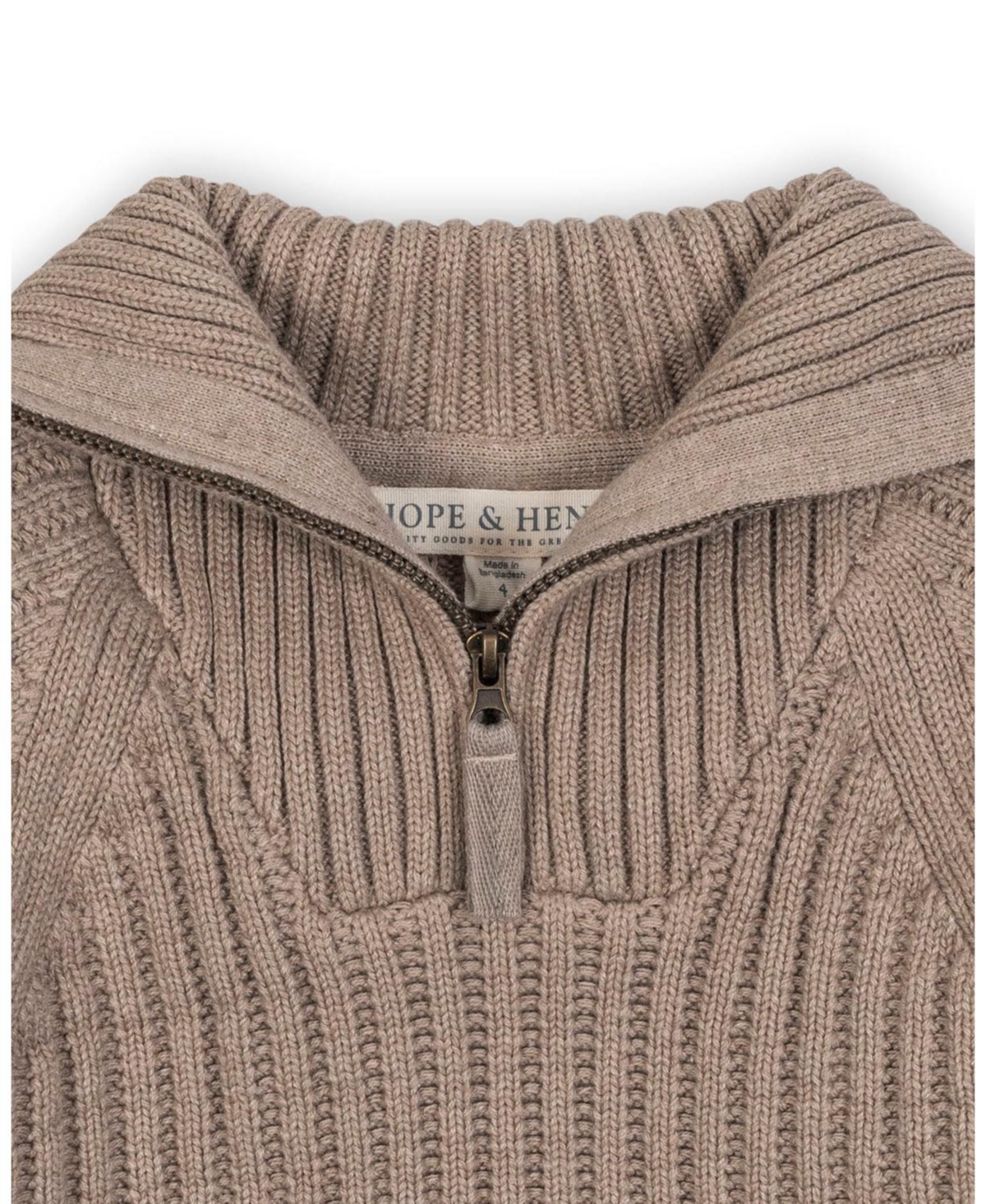 Hope & Henry Little and Big Girls' Organic Half Zip Raglan Sweater Dress