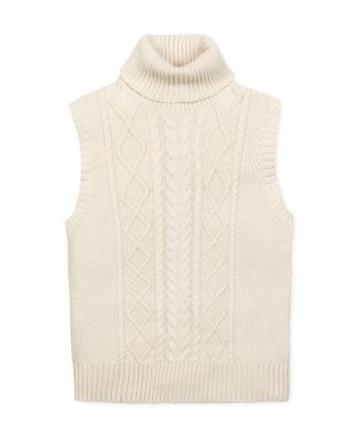 Women's Organic Sleeveless Cable Knit Turtleneck Sweater