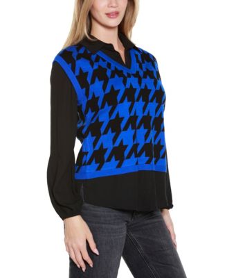 Women's Houndstooth Two-Fer Sweater