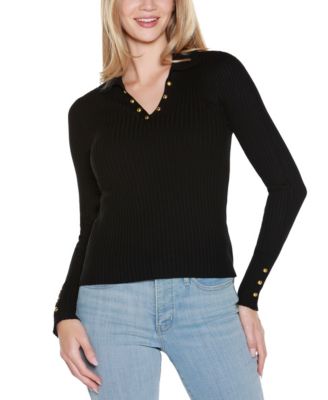 Women's Long Sleeve Johnny Collar Sweater
