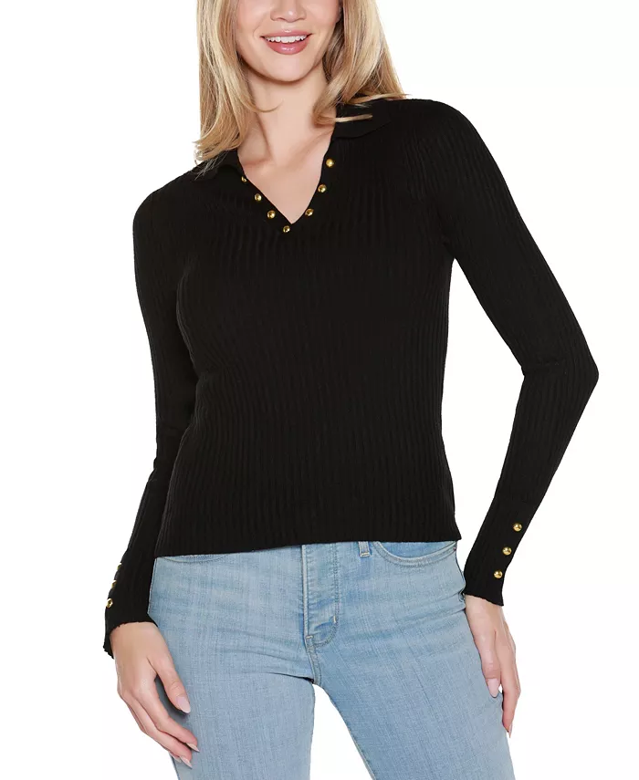 Women's Long Sleeve Johnny Collar Sweater - thumbnail 9