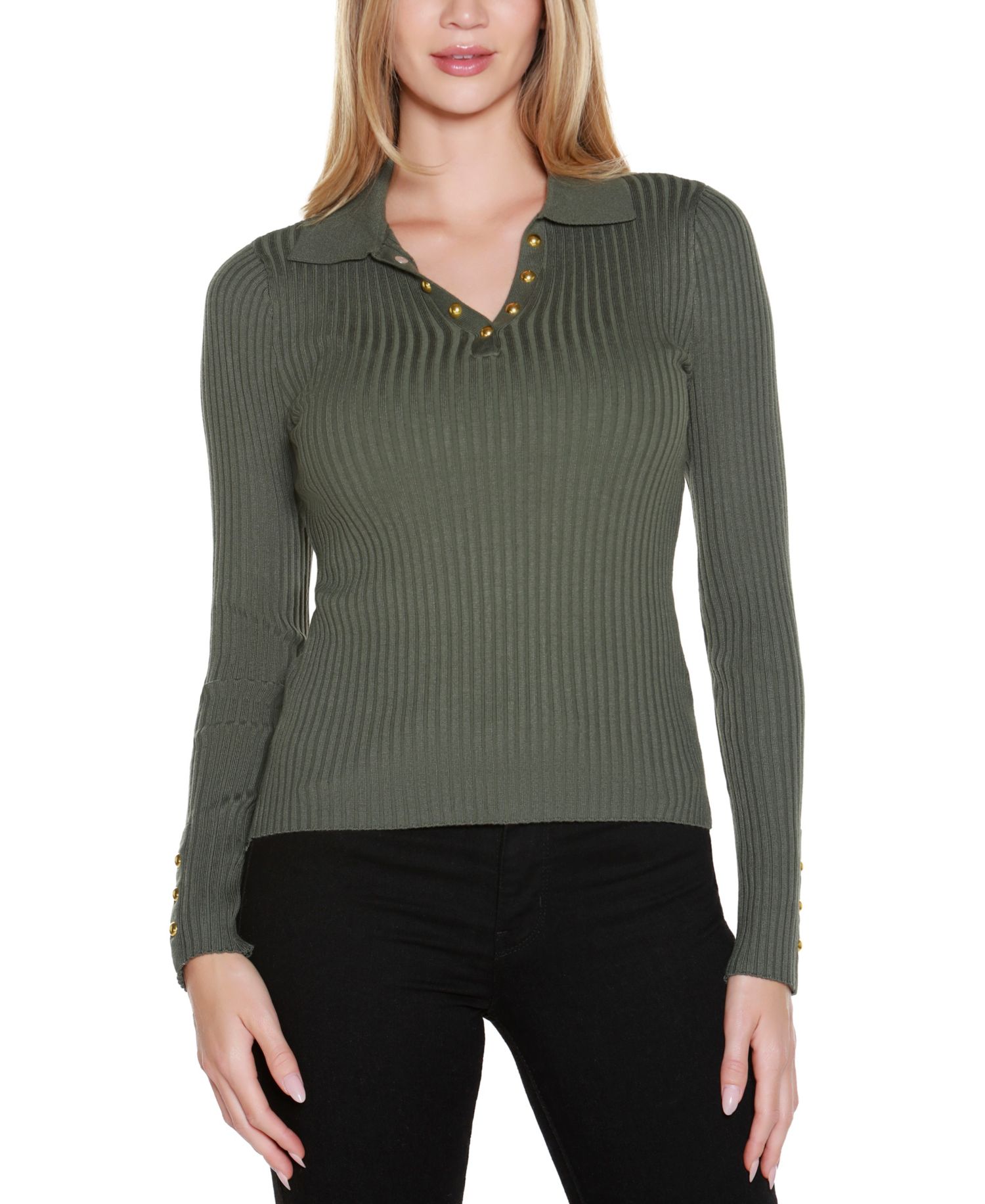 Women's Long Sleeve Johnny Collar Sweater