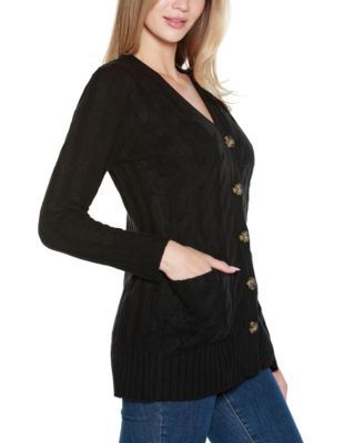 Women's Button-Front Cable Cardigan Sweater