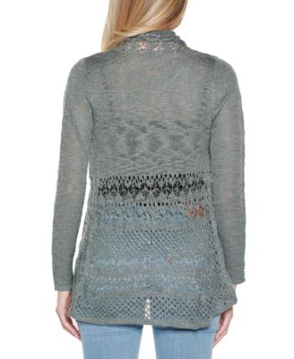 Women's Open-Front Pointelle-Trim Cardigan Sweater