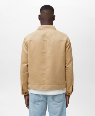 Men's Suede Leather-Effect Overshirt