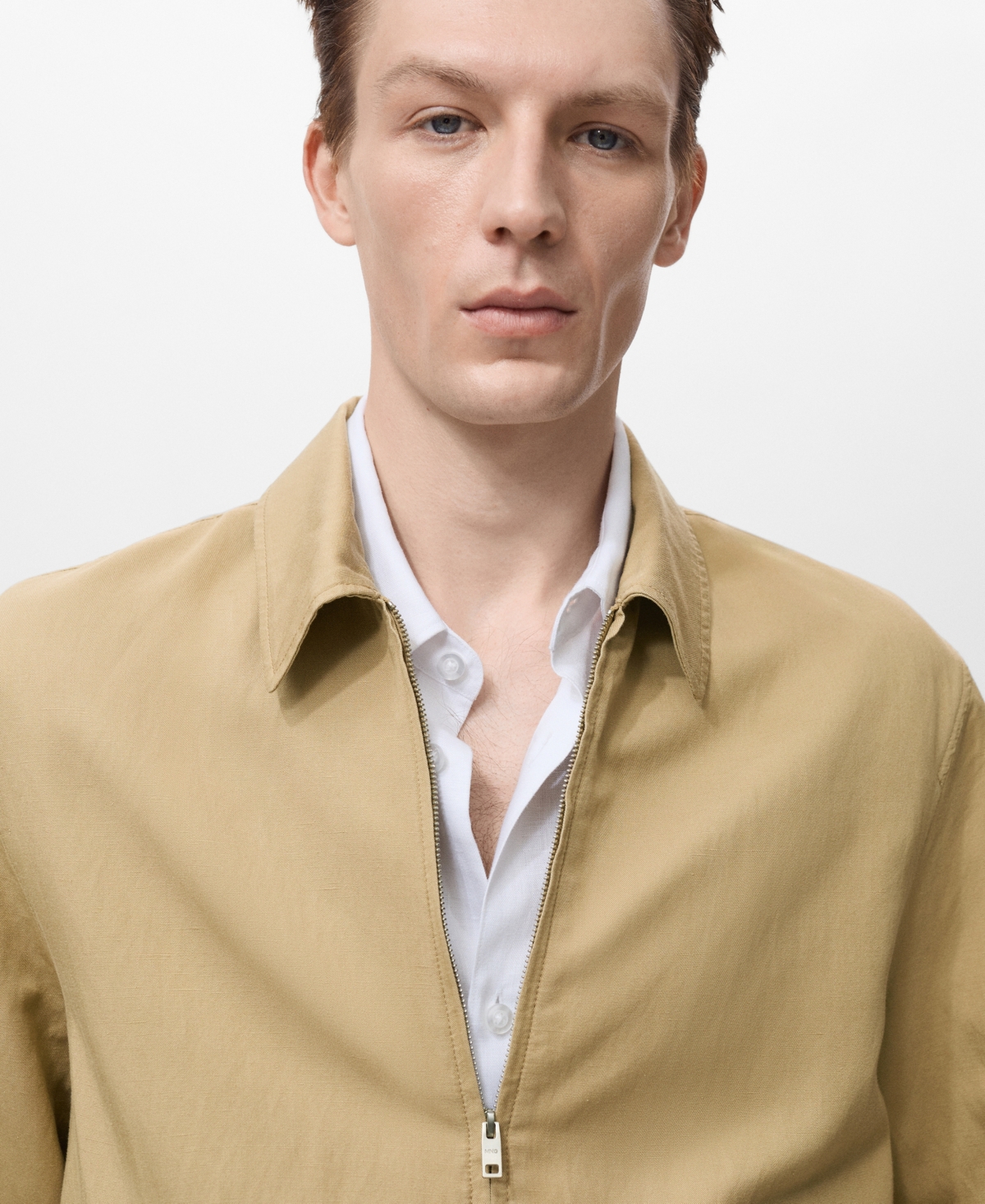 Mango Zip Jacket In Neutral
