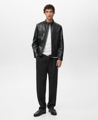 Men's Zip-Up Leather-Effect Jacket