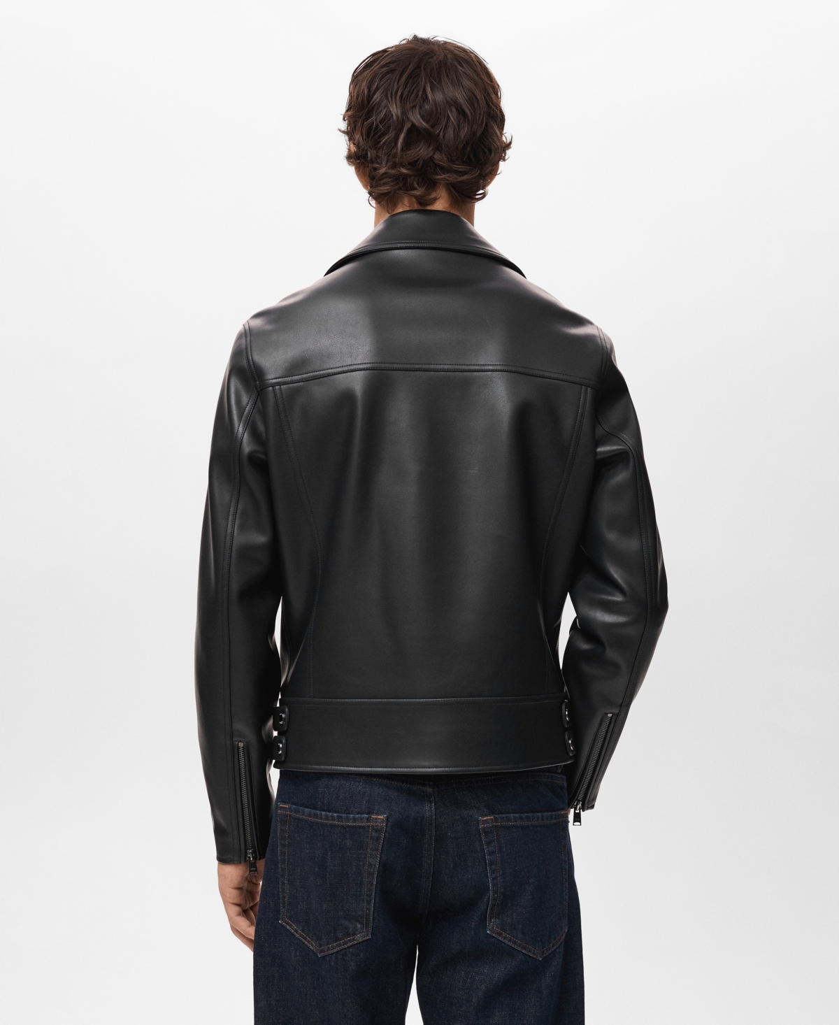 Mango Faux Leather Moto Jacket In Black